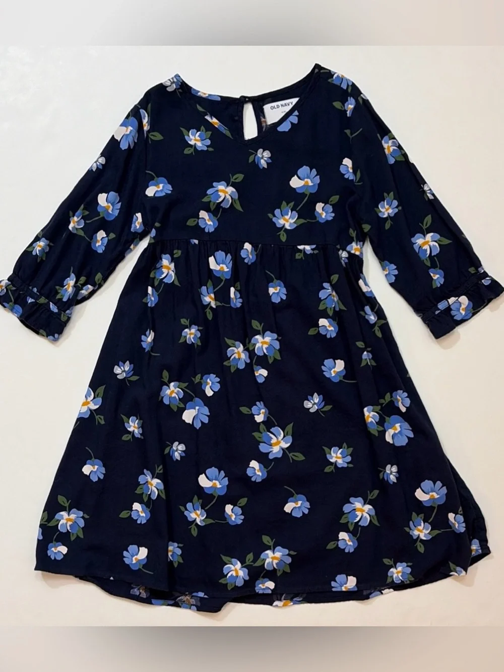 Old Navy Girls Medium 8 Navy Blue Floral Dress